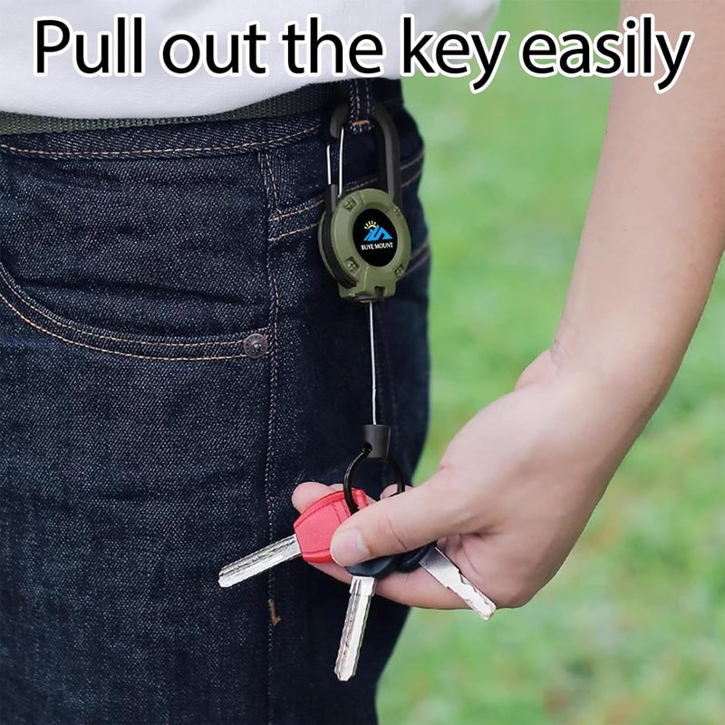 Yojaro Retractable Keychain Heavy Duty, Multitool Carabiner Badge Holder, Retractable Keychain Clip Id Holder, Upgraded 58cm Stainless Steel Cord, Suitable for Men and Women Yellow - Image 5